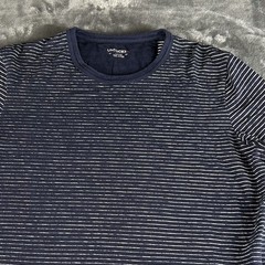 UNTUCKit Lambert Striped Cotton Crewneck T Shirt Mens L Navy Nautical Casual