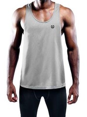 NELEUS ‘Dry Fit Logo Muscle’ Mesh Tank Top Men’s S Gym Workout Exercise Grey NWT