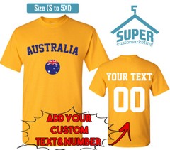 AUSTRALIA World Cup Unisex TSHIRT Jersey Custom Text Number Australia Flag Tee S