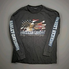 Harley Davidson Shirt Mens L Black Steel City Motorcycle Rider Biker American