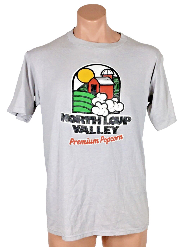 Vintage 90s North Loup Valley Popcorn T Shirt sz L Single Stitch Paper Thin