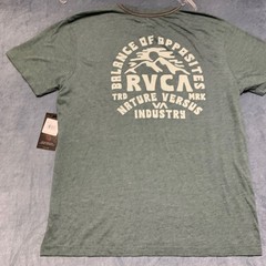 Vintage RVCA Ridge SS Dye T Shirt Mens Large Olive Green Crew Neck Summer Tee