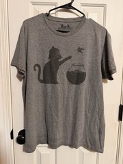 Cat Darth Vader Fish Bowl Gray Graphic T-Shirt Large Star Wars Headlines
