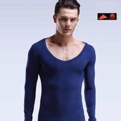 3Pack Men Solid Color Long Sleeves Undershirts Modal Slim Thin Underwear V-neck