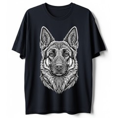 Artistic German Shepherd T-Shirt Line Art Dog Lover GSD Portrait Graphic Tee