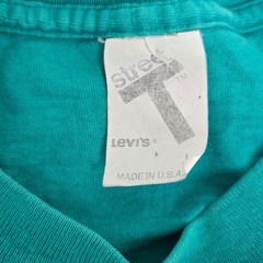 Vtg Levis Shirt Mens Lg Teal Button Your Fly 501 Graphic Tee 90s single stitch