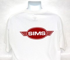 Official License SIMS Skateboard Wings Design T-Shirt Tee Skate Vision- White Sm