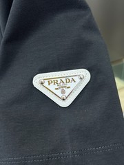 Prada Milano Logo Cotton T-Shirt, Crew Neck, Black/White, Size XL