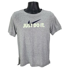 Vintage 80s Nike Just Do It Graphic T-Shirt Mens Small Gray Swoosh Logo Blue Tag