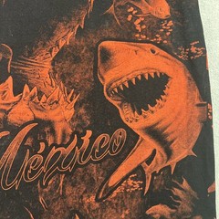 Vintage Great White Shark Bloody All Over Print T Shirt Sz XXL Yazbek Tag Mexico
