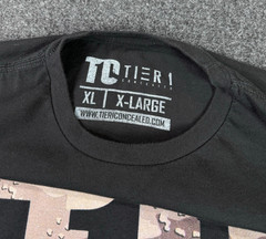 T1C Tier 1 Concealed Holsters Mens XL Desert Camo Glock Logo Black T Shirt