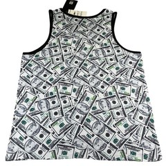 Spicy Tuna Tank Top Money Print Dollar Bills Graphic Mens XL NWT