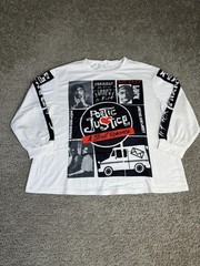 YITEMEI Shirt Mens 44 White Poetic Justice Graphic Long Sleeve Crew Neck