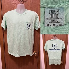 Comfort Colors T-Shirt Medium Pocket Double Sided Teal “Defender Outdoors”