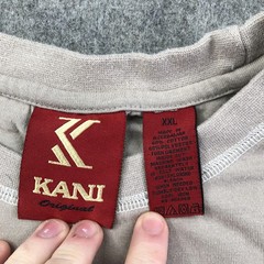 Vintage Karl Kani Shirt Men 2XL Beige Long Sleeve Thermal Embroidered Streetwear