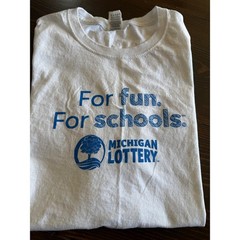 Michigan Lottery T-Shirt Mens LG White Fruit of the Loom HD Cotton Graphic Tee