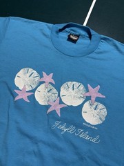 Vintage 80s Jekyll Island T-Shirt Size Large Puff Print Sea Shells Single Stitch