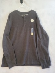 NWT Men’s 2XLT Thermal Henley Big & Tall Gray Cotton Blend