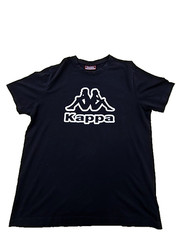 Kappa Mens T-Shirt Black Large Omini Logo Italy Cotton L