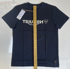 Triumph T-Shirt Mens Medium Cartmel Jet Black Spellout Logo Cotton Short Sleeve
