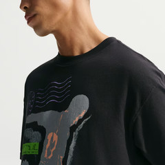 Nike Sportswear T Shirts Men’s Black Crew Neck Moderate IR5749-010 Size