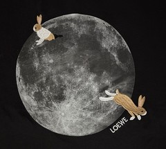 AUTHENTIC LOEWE x SUNA FUJITA EMBROIDERED BUNNIES, MOON PRINT T-SHIRT MEDIUM NWT