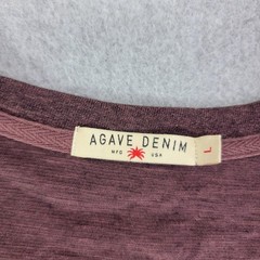 Agave Denim Shirt Mens L Purple V-Neck Long Sleeve Contrasting Trim Made In USA