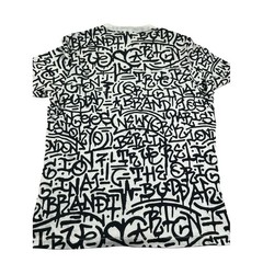 TRUE RELIGION Graffiti Print Graphic T Shirt White Black Metallic Horseshoe M