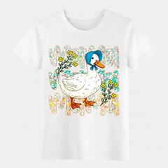 Retro Mama Duck Flower Graphic T-Shirt Unisex Animal Lover Mom Gift Casual Tee