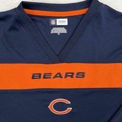 CHICAGO BEARS Long Sleeve Shirt Mens XL NFL Team Performance Navy V-Neck Logo