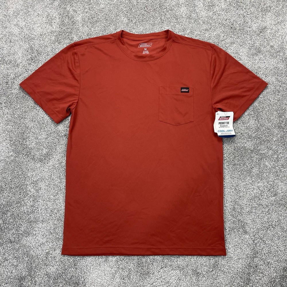 Dickies Pocket Tee T Shirt Mens Medium Polyester Short Sleeve Burnt Orange UPF