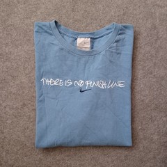 Vtg Nike T Shirt Mens XXL Blue Center Swoosh Embroidered There Is No Finish Line