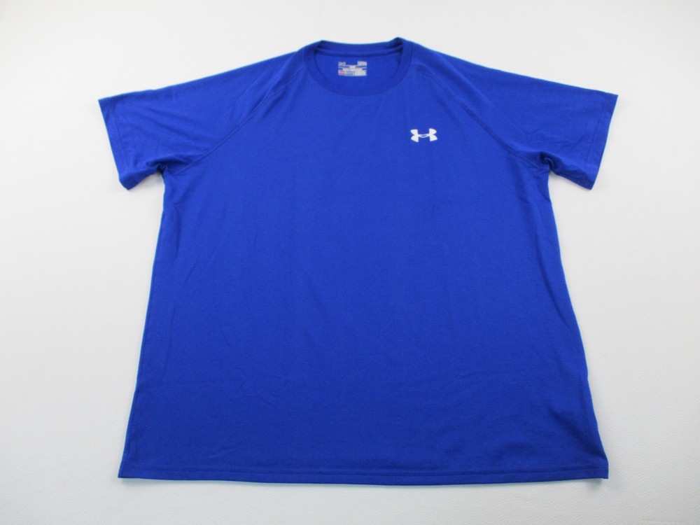 Under Armour Shirt Mens Large Blue Heatgear Athletic Casual Short Sleeve