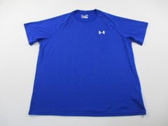 Under Armour Shirt Mens Large Blue Heatgear Athletic Casual Short Sleeve