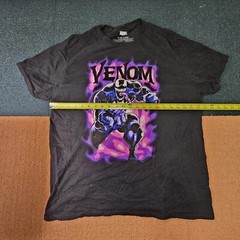 Marvel Venom Adult T-Shirt XL Black Eddie Brock Graphic Spiderman SS crew K1a