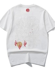 Men Embroidery Dragon T Shirt Hip Hop Streetwear Cotton Short Sleeve Tee
