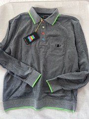 Nwt Teddy Fresh Long Sleeve Polo Shirt Gray Size M