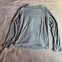 Free Fly Mens Bamboo Long Sleeve Shirt Blue Gray Thumbholes Size Medium