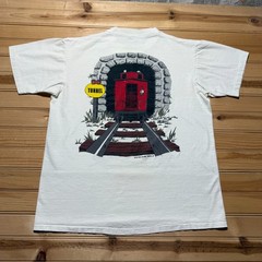 Vintage 1992 Steam Engine Train Locomotive Railroad Tunnel Graphic T-Shirt Large