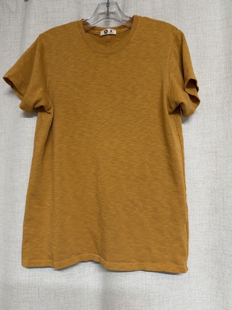 AMERICAN GIANT Mustard Gold Supima Cotton Short Sleeve Tee Shirt Sz M