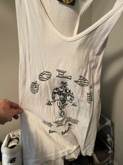Gold’s Gym Tank Top Men’s White Bodybuilding Muscle Stringer Gym Workout