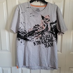 Red Bull KTM Racing Team Motocross Mens Large T-Shirt Gray/Orange Stitch NWT