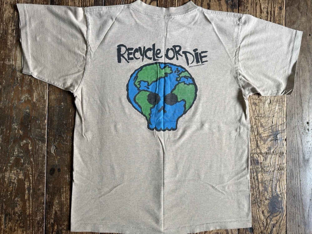 Vintage 1994 Recycle Or Die T Shirt Med Planet Earth Skull Mother Nature Obscure
