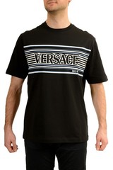 Versace Men’s Logo Print Black Crewneck Short Sleeve T-Shirt US 5XL IT 62