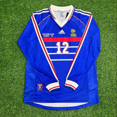 France Thierry Henry #12 World Cup 1998 Blue Soccer Home Jersey Long Sleeve