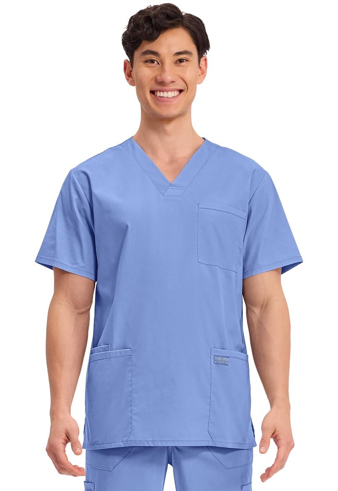 Men’s V-Neck Top Traditional fit with 4 Pockets, Ultra Soft, Durable, Fade Re…