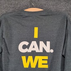 FFA Men’s I Can We Will T-Shirt Gray Small Long Sleeve Crew Neck Polycotton