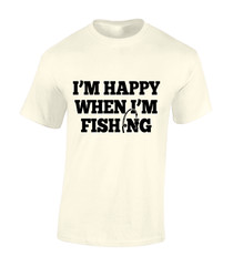 I’M HAPPY WHEN I’M FISHING MENS T SHIRT CARP FISHERMAN ANGLER GIFT IDEA PRESENT
