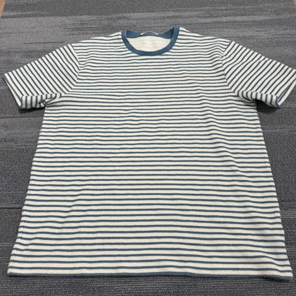 Mr P. Porter Shirt Mens Large White Cotton Crewneck Textured Knit Short Sleeve