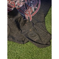 Gray and red vintage Y2K tribal thermal longsleeve t-shirt.